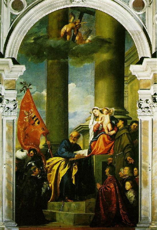 TIZIANO Vecellio Madonna with Saints and Members of the Pesaro Family  r oil painting image